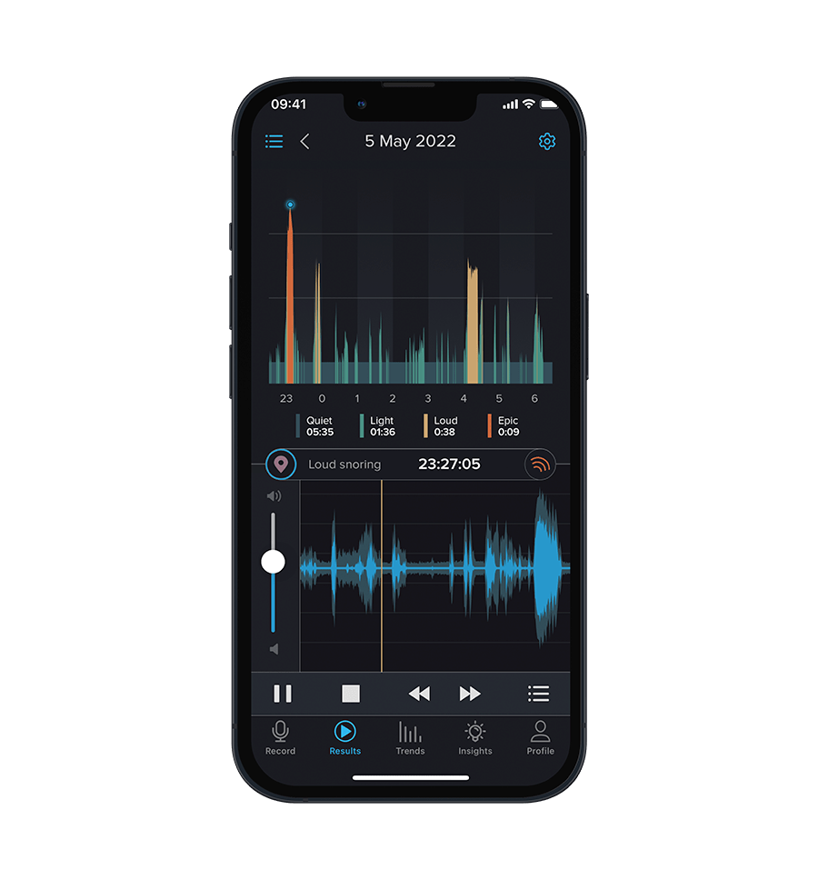 SnoreLab - Record Your Snoring - Results screen