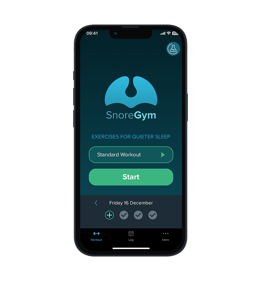 SnoreGym - Reduce Your Snoring - Workout screen